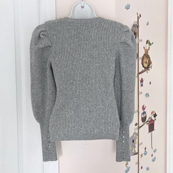 Etam cable knit sweater with puff sleeves grey XS @K - Picture 7 of 12